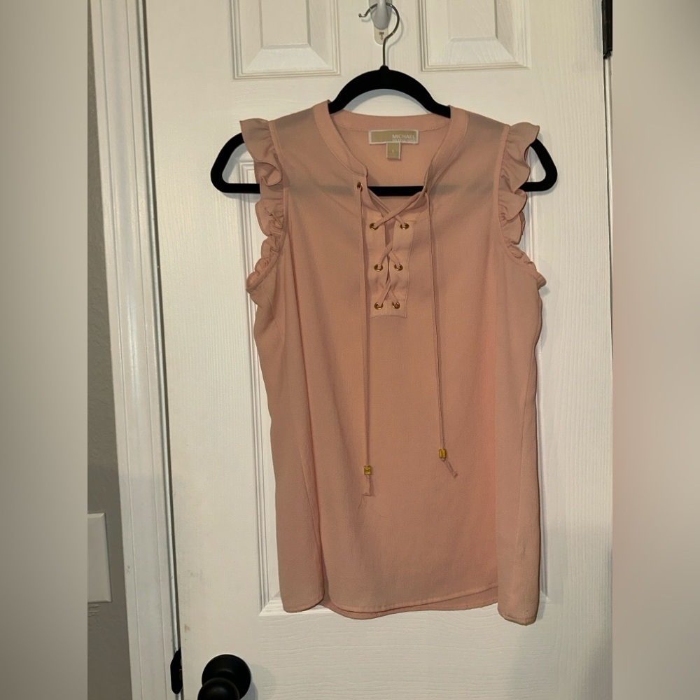 Michael Kors Lace Up Pink Blouse - Picture 2 of 5